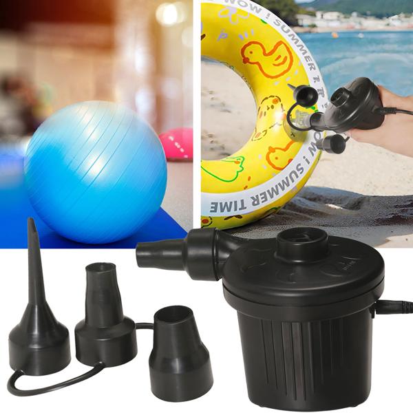 Praktische Elektrische Luftpumpe mit 3 Luftdüsen und Kompressor, 12 V / 230 V, 50 W, für schnelles Aufpumpen von Bällen, Schlauchbooten, Luftmatratzen