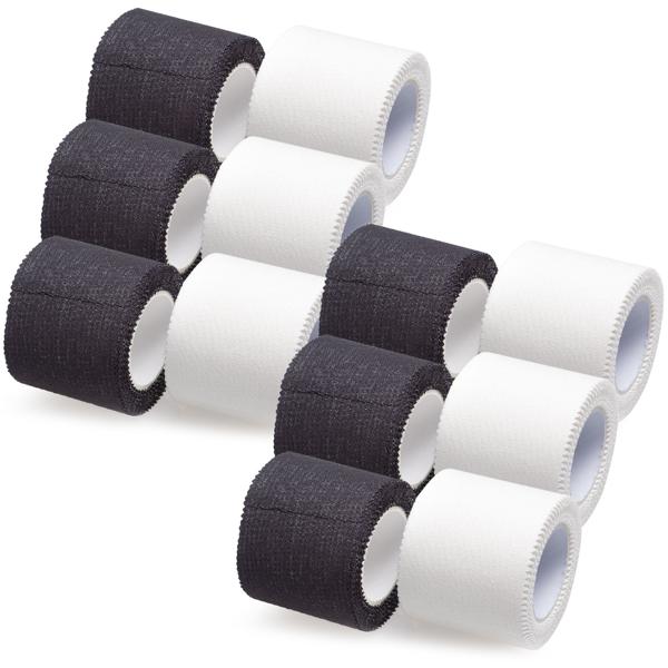 6er-Set Stabilisierendes Sport-Tape - für Gelenke, Bänder & Muskeln - Vorbeugung von Überstreckungen & Verstauchungen - 3m x 3,8 cm, weiss/schwarz