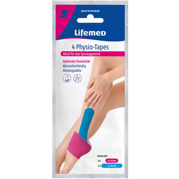 Physio-Tapes Sprunggelenk 2er-Set - 4 vorgeschnittene, atmungsaktive & latexfreie Tapes in 2 Grössen - Stabilisiert Bänder, Muskeln & Gelenke, wasserbeständig