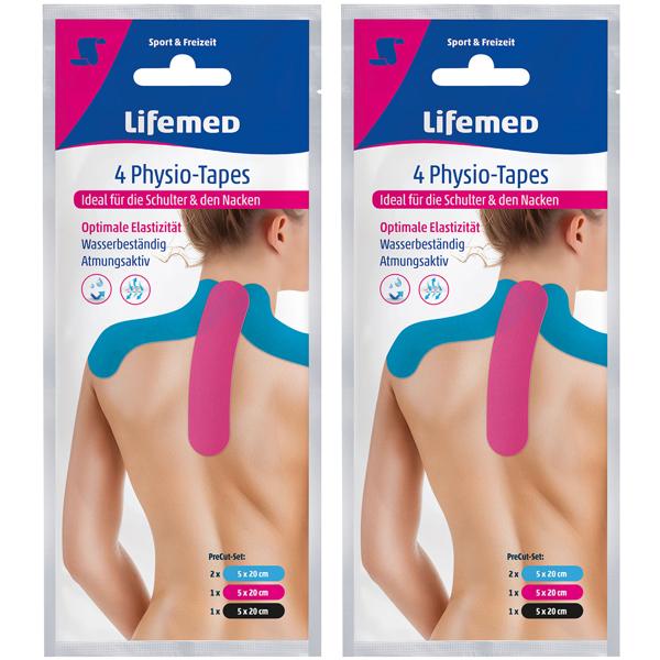 2er-Set Physio-Tapes für den Nacken - 4 vorgeschnittene Kinesio Tapes in 2 Grössen - atmungsaktiv, latexfrei & wasserbeständig - stabilisiert Bänder & Gelenke