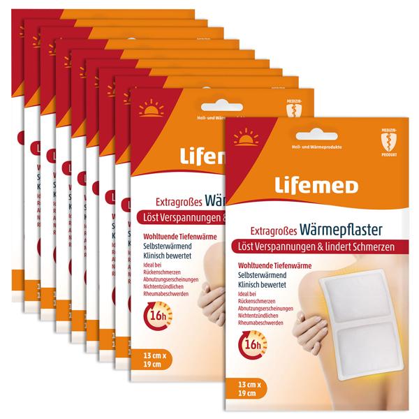 10er-Set XL Wärmepflaster gegen Verspannungen & Schmerzen, weiss – 16h lang anhaltende, wohltuende Wärme, 19 x 13cm