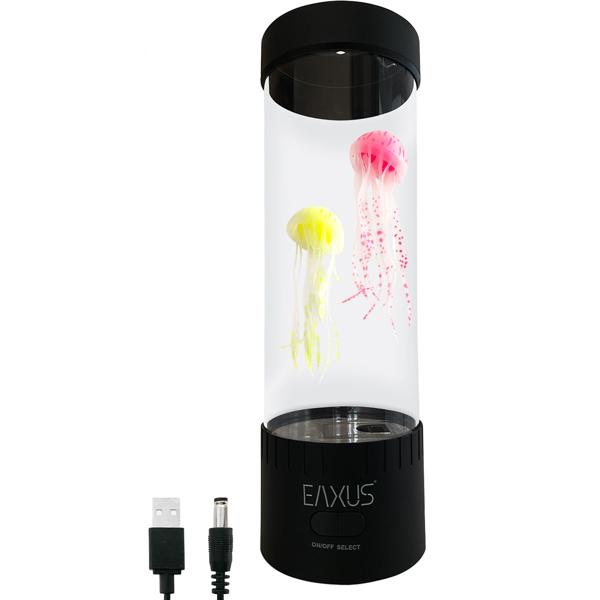 Quallen Stimmungsleuchte - LED-Farbwechsel - Beruhigendes Nachtlicht & Dekoleuchte für Wohnzimmer & Büro - USB-Anschluss - 32x10cm Schwarz