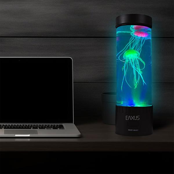 Quallen Stimmungsleuchte 2er-Set - LED Farbwechsel & beruhigende Bewegungen - Dekoleuchte & Nachtlicht - 12 RGB-LEDs - H 32cm, Ø 10cm - USB-Betrieb