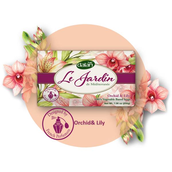 Luxus Seifenset Orchidee & Lilie – Dalan Le Jardin Naturseife - dermatologisch getestet – 100% vegan – Duschgel 500ml & Handseife 200g & Flüssigseife 500ml