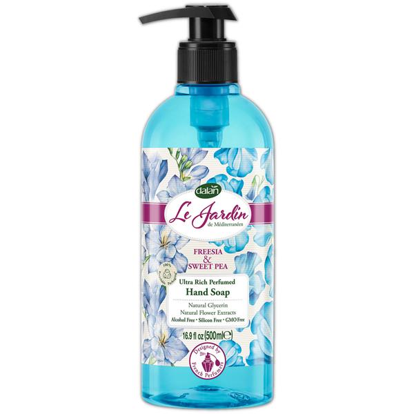 Dalan Le Jardin Luxus Flüssig-Handseife 500ml - Blumenduft Freesien/Platterbse - Vegan, Silikonfrei, GMO-frei - Für sanfte Hautreinigung