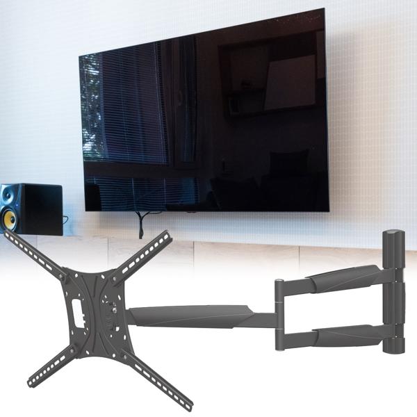 Robuste, universelle TV-Wandhalterung, 13-86’’, bis 60 kg, einfache Installation, voll beweglich aus ABS und Stahl