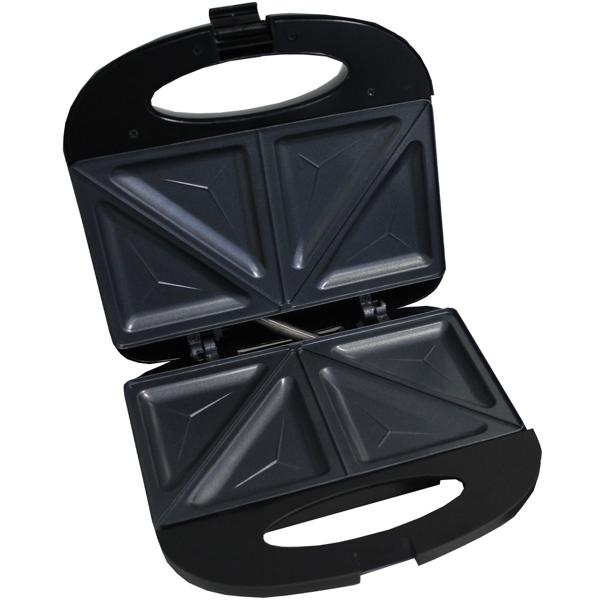 Hitzebeständiger Sandwichmaker für 2 Grill-Sandwiches, 750 W, Antihaftbeschichtung, schwarz/silber, rutschfest, robust