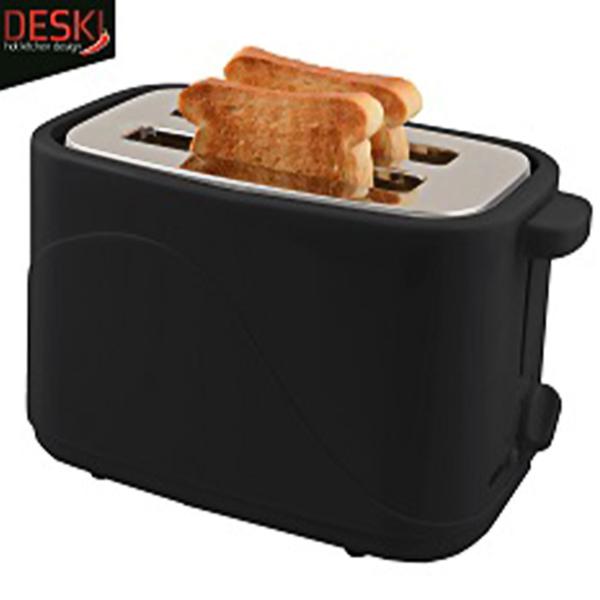 Kompakter 2-Scheiben Toaster mit 7 Röststufen und Brötchenaufsatz, 700 Watt, elegantes matt schwarz, Krümelschublade