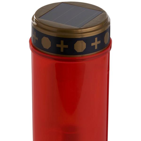 4er-Set Solar LED-Grabkerze Rot - Sicheres Grablicht mit Erdspiess - Umweltfreundlich, flackernd - Ø 7x20cm, 1x AAA Batterie - Gedenken ohne Brandgefahr