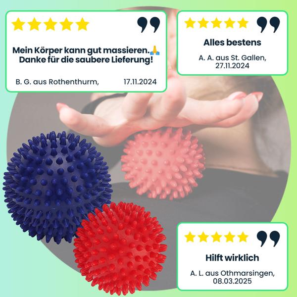 Massagebälle mit Noppen (2er-Set) – Igelbälle für Fussreflexzonen- & Nackenmassage – Stressabbau & Muskelentspannung