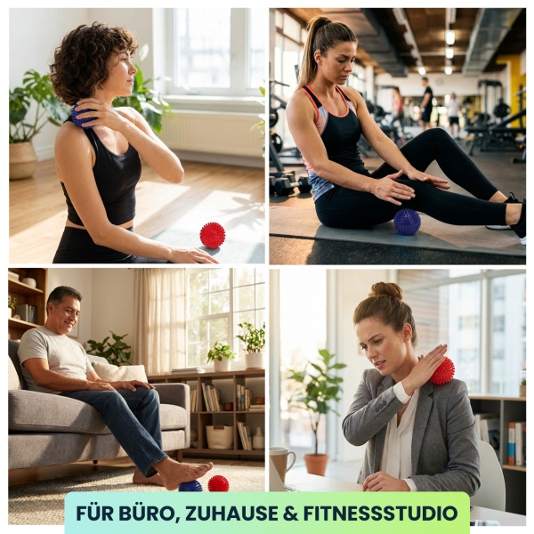 Massagebälle mit Noppen (2er-Set) – Igelbälle für Fussreflexzonen- & Nackenmassage – Stressabbau & Muskelentspannung