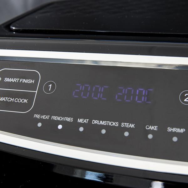 Dual Zone Doppelkorb Heissluft Fritteuse, Air Fryer mit 2 Körben, 9 Liter, 2400 Watt, 12 Programme, 2 Grill Roste, Display, Zeitschaltuhr, PFAS-frei