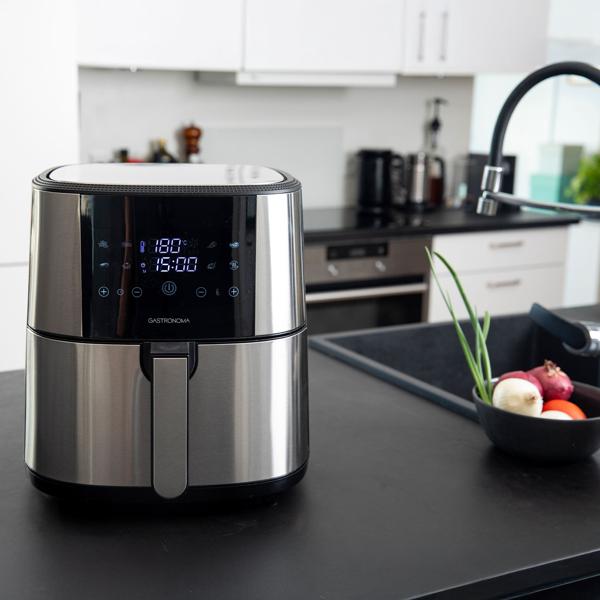 Elegante XL - 8 Liter Heissluftfritteuse: 1800W, Edelstahl, Touch LCD & umfangreiches Zubehör – Knusprige Gerichte, fettarm zubereitet