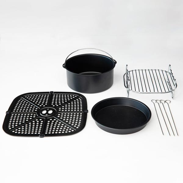 Elegante XL - 8 Liter Heissluftfritteuse: 1800W, Edelstahl, Touch LCD & umfangreiches Zubehör – Knusprige Gerichte, fettarm zubereitet