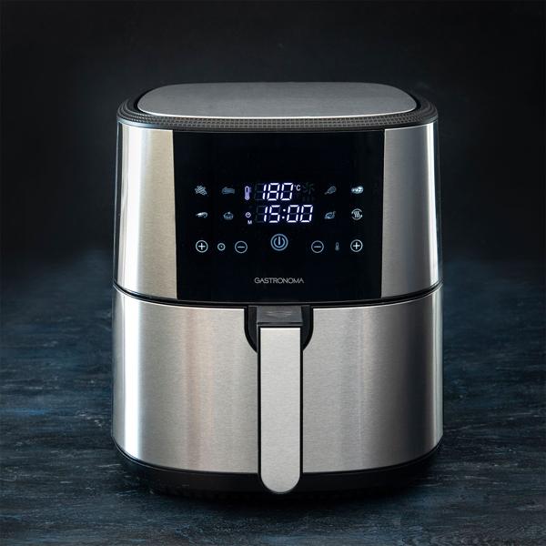 Elegante XL - 8 Liter Heissluftfritteuse: 1800W, Edelstahl, Touch LCD & umfangreiches Zubehör – Knusprige Gerichte, fettarm zubereitet