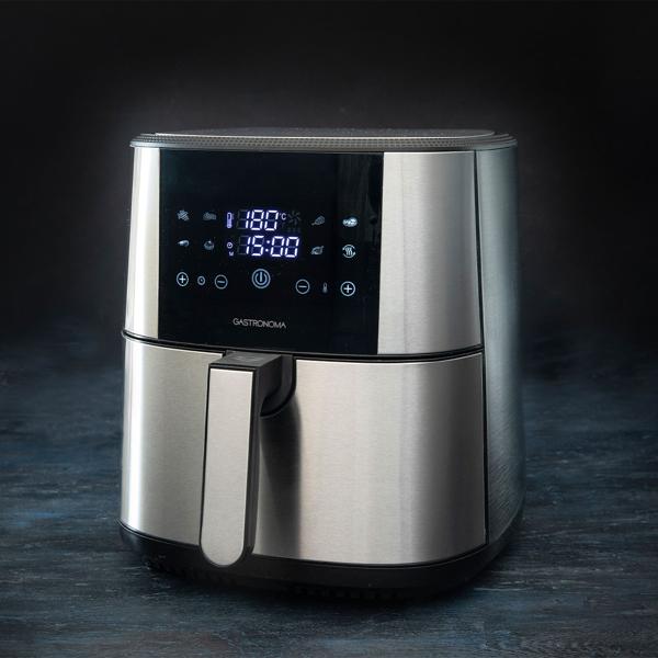 Elegante XL - 8 Liter Heissluftfritteuse: 1800W, Edelstahl, Touch LCD & umfangreiches Zubehör – Knusprige Gerichte, fettarm zubereitet