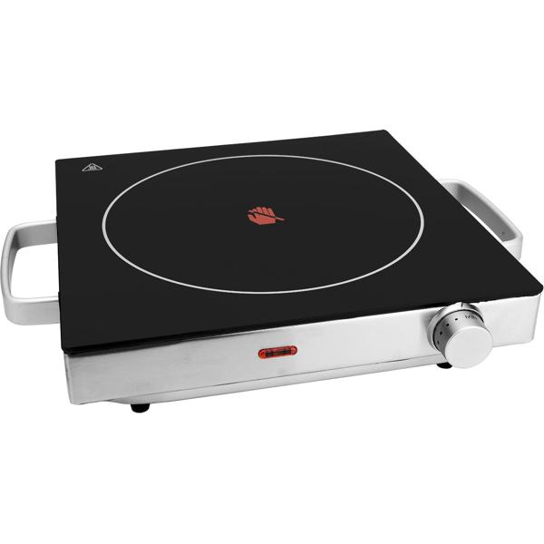 Mobile Glaskeramik-Kochplatte, Edelstahl Gehäuse u. Infrarot-Wärme, Ø 20cm, 2.000 Watt, stufenlose Temperaturregelung, tragbares Ceranfeld