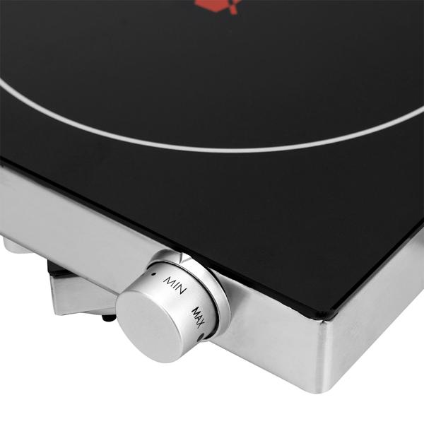 Mobile Glaskeramik-Kochplatte, Edelstahl Gehäuse u. Infrarot-Wärme, Ø 20cm, 2.000 Watt, stufenlose Temperaturregelung, tragbares Ceranfeld