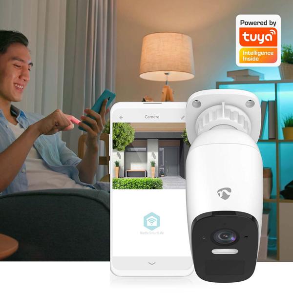 4MP Quad HD Akku-Überwachungskamera: 120° Weitwinkel, Nachtsicht, Scheinwerfer, IP66, App – Kabellose Outdoor-Sicherheit