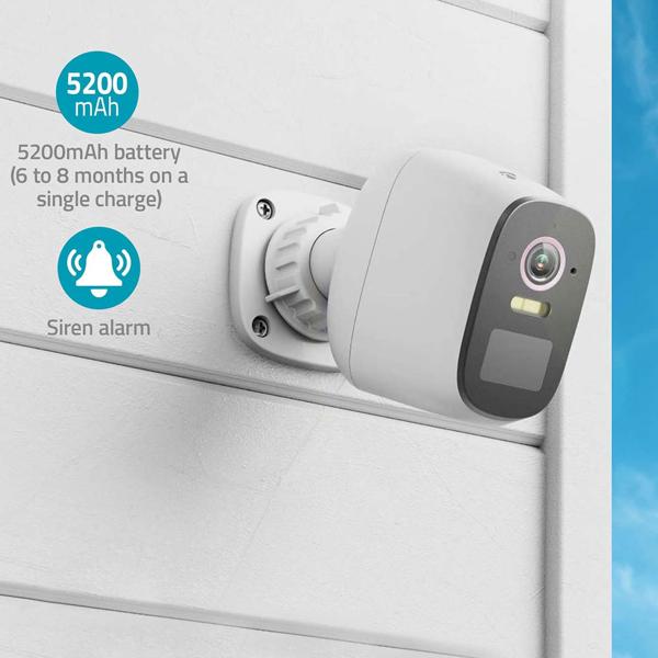 4MP Quad HD Akku-Überwachungskamera: 120° Weitwinkel, Nachtsicht, Scheinwerfer, IP66, App – Kabellose Outdoor-Sicherheit