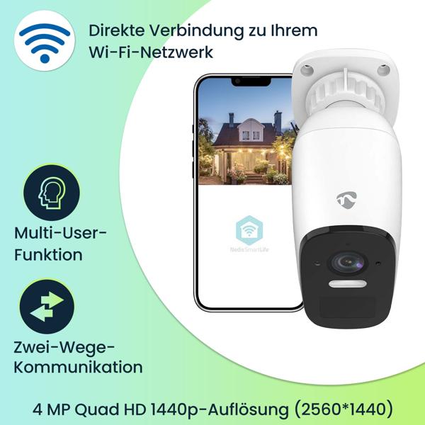 SmartLife Überwachungskamera - 4MP Quad HD - 120° Weitwinkel - inkl. 3W Solarpanel - WLAN - Farb-Nachtsicht - IP66 - Akkubetrieben - Alexa/Google Assistant