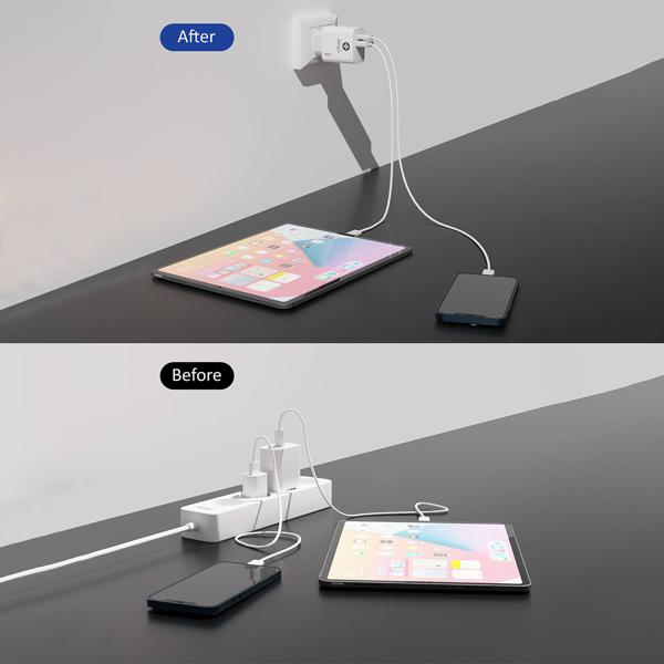 3er-Set Dual 25Watt USB Ladegerät, 1x USB-C und USB-A, PD- & QC-Netzteil, weiss, Quick Charge für schnelles Laden von iPhone, Samsung, Huawai, Xiaomi