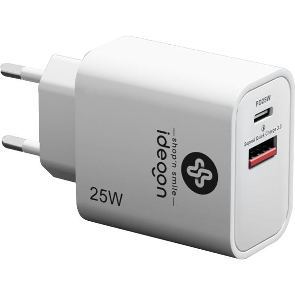 3er-Set Dual 25Watt USB Ladegerät, 1x USB-C und USB-A, PD- & QC-Netzteil, weiss, Quick Charge für schnelles Laden von iPhone, Samsung, Huawai, Xiaomi