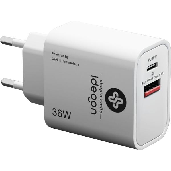 3er-Set Dual 36Watt USB Ladegerät, 1x USB-C und USB-A, PD- & QC-Netzteil, weiss, GaN III, schnelles Laden von iPhone, Samsung, Huawai, Xiaomi