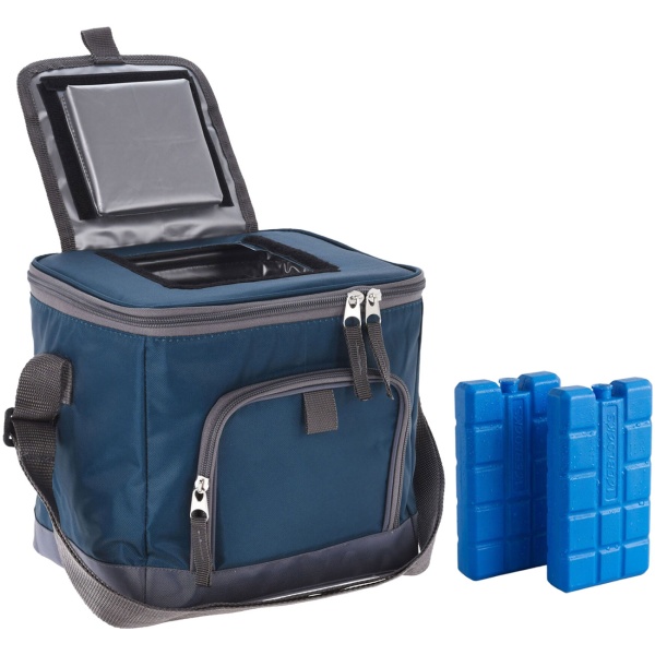 Kühltasche mit Schultergurt 8 Liter, inkl. 2er-Set Kühlakku, blau