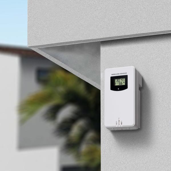 Funk-Wetterstation mit Farbdisplay, DCF-Uhr, Sensor, Thermometer, Barometer, Hygrometer, Mondphase. Präzise Wetterdaten & Wecker für Zuhause