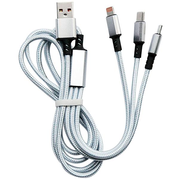 2er-Set 3in1 Universal USB-Schnellladekabel, 25 W, Micro-USB, USB Typ C & Lightning, 120 cm, für iPhones, Samsung, Pixel, Huawei, Powerbanks, Kameras