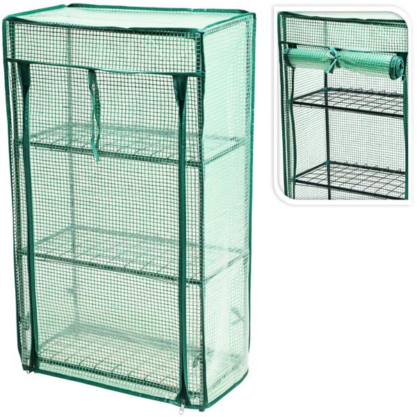 2er-Set Mini Gewächshaus - Pflanzenanzucht & Überwinterung für Zimmer, Balkon, Garten - 42x80x24 cm - Metallrahmen, PE-Abdeckung - Vogelschutz