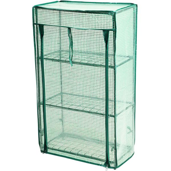 2er-Set Mini Gewächshaus - Pflanzenanzucht & Überwinterung für Zimmer, Balkon, Garten - 42x80x24 cm - Metallrahmen, PE-Abdeckung - Vogelschutz