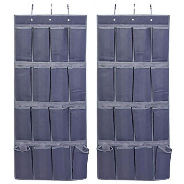 2er-Set Schrank-Hängeregal – 16 Fächer für Kleiderschrank Organisation – 45x110x16cm - Dunkelgrau Material - Ideal für Accessoires