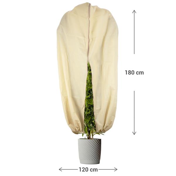 Pflanzenabdeckung XL, Winterschutz, 180 x 120 cm, Kübelpflanzen Schutzhauben als Frostschutz mit Zugband und Reissverschluss, atmungsaktiv 