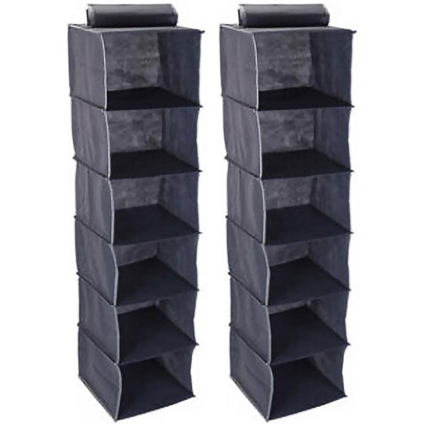 2er-Set Schrank-Hängeregal – 6 Fächer für Kleidung, Schuhe & Gürtel – Optimaler Organizer: 30x30x120 cm aus weichem Material für mehr Ordnung