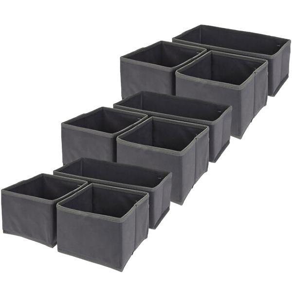 3er-Set Schubladen Organizer – Dunkelgraue Ordnungsboxen für perfekte Struktur in Schubladen & Schränken – 2x 14x14x11 cm, 1x 28x14x11 cm