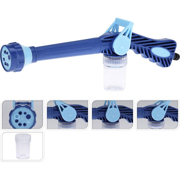 Multifunktions-Gartenschlauchdüse mit Seifenreservoir & 8 Strahlarten - Macht Auto waschen, Fenster putzen & Aussenreinigung super einfach & schnell