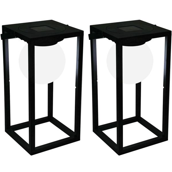 2er-Set Solar Tischleuchte, schwarz, warmweisses Licht – 30 x 15 cm, für Camping, Terrasse & Gartenfeste, mobile LED-Leuchte