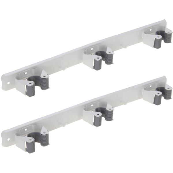 2er-Set Garten-Gerätehalterleiste - 3 Halterungen & 2 Haken für Besen/Werkzeuge - Robuste Metallkonstruktion, inkl. Montagematerial - 425 mm lang