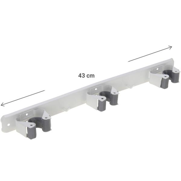 2er-Set Garten-Gerätehalterleiste - 3 Halterungen & 2 Haken für Besen/Werkzeuge - Robuste Metallkonstruktion, inkl. Montagematerial - 425 mm lang