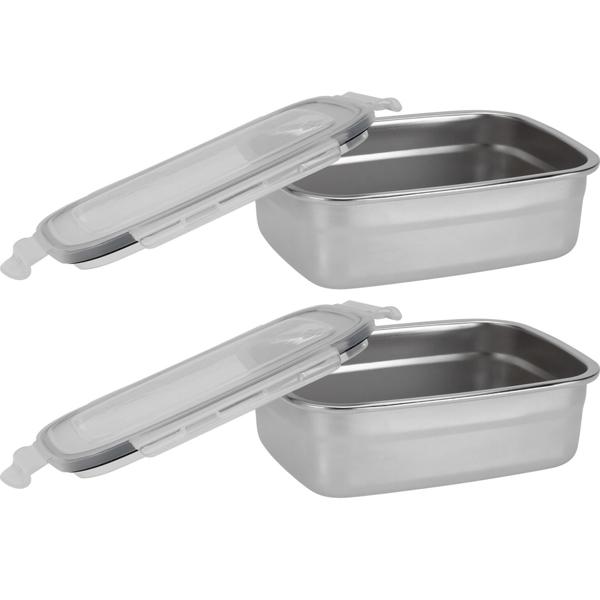 2er-Set Frischhaltedose Edelstahl 750ml - Auslaufsichere Lunchbox mit Clip-Deckel & Silikonring - Hygienisch, spülmaschinenfest & geruchsneutral