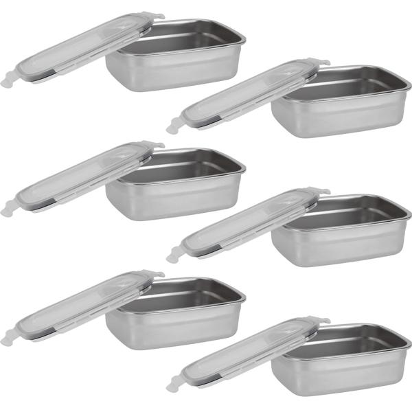 6er-Set Frischhaltedose Edelstahl - 750ml Lunchbox für Transport & Aufbewahrung von Lebensmitteln - hygienisch, auslaufsicher, spülmaschinengeeignet