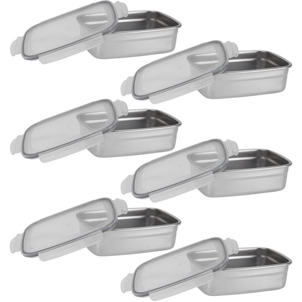 6er-Set Frischhaltedose aus Edelstahl mit Kunststoff Clip-Deckel, 1250 ml