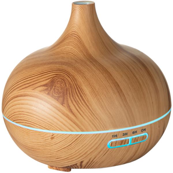 Aroma-Diffuser in eleganter Holzoptik für ätherische Öle, LED-Beleuchtung in 7 Farben & Timer, 300 ml, formschöne Raumbefeuchtung für Ihr Zuhause