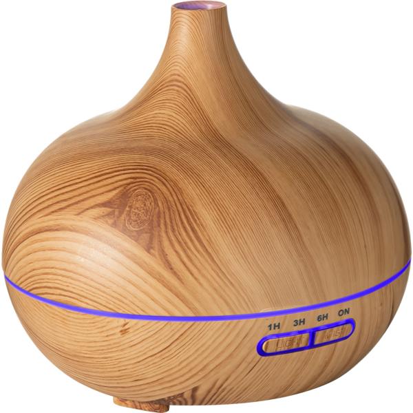 Aroma-Diffuser in eleganter Holzoptik für ätherische Öle, LED-Beleuchtung in 7 Farben & Timer, 300 ml, formschöne Raumbefeuchtung für Ihr Zuhause