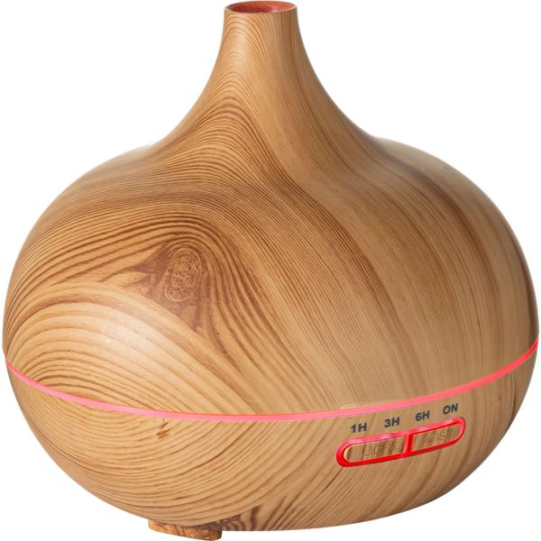 Aroma-Diffuser in eleganter Holzoptik für ätherische Öle, LED-Beleuchtung in 7 Farben & Timer, 300 ml, formschöne Raumbefeuchtung für Ihr Zuhause