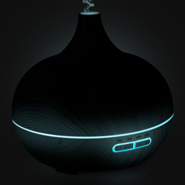 Aroma-Diffuser in eleganter Holzoptik für ätherische Öle, LED-Beleuchtung in 7 Farben & Timer, 300 ml, formschöne Raumbefeuchtung für Ihr Zuhause