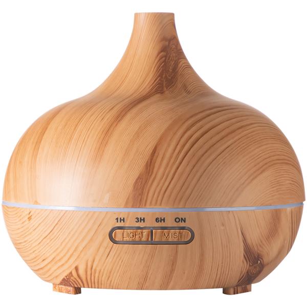 Aroma-Diffuser in eleganter Holzoptik für ätherische Öle, LED-Beleuchtung in 7 Farben & Timer, 300 ml, formschöne Raumbefeuchtung für Ihr Zuhause