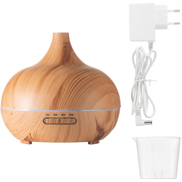 Aroma-Diffuser in eleganter Holzoptik für ätherische Öle, LED-Beleuchtung in 7 Farben & Timer, 300 ml, formschöne Raumbefeuchtung für Ihr Zuhause